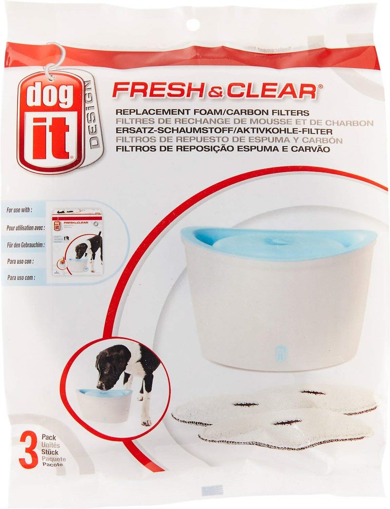Dogit Replacement Drinking Water Fountain Filters, 3-Pack â€“ Replacement Filters for Dogit Fresh & Clear Drinking Water Fountain and ZEUS H2EAU Elevated Dog and Cat Drinking Water Fountain - Image 1